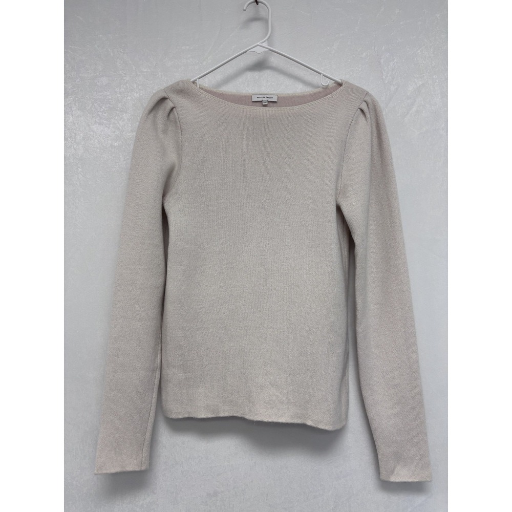 Rebecca Taylor Women‎ Wool/Cashmere Mock-Neck Puff Sleeves Sweater Ivory Sz M